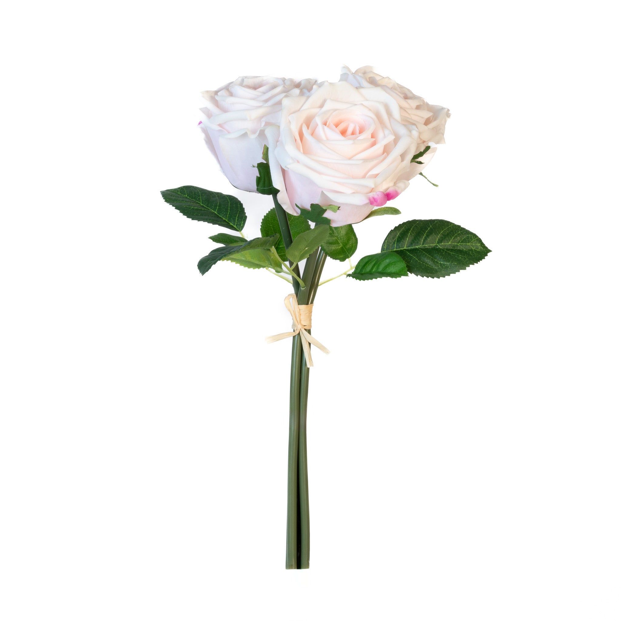Real Touch Eden Rose 12 Inch Bouquet - Pink - 3 Blooms