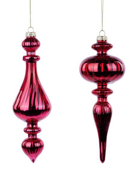 Set of 2 Rose Finial Ornaments -8.5In