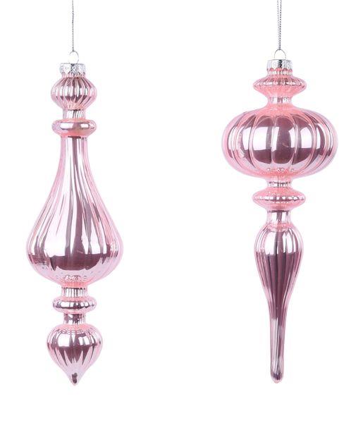 Set of 2 Rose Finial Ornaments -8.5In