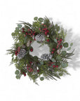 28 Inch Mixed Pine & Eucalyptus Wreath With Iced Red Berries