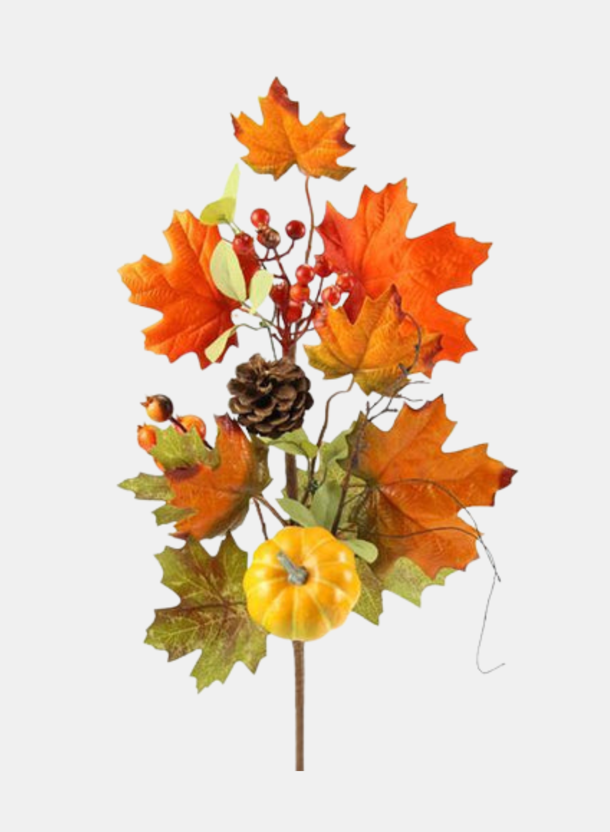 28"L ORANGE/GREEN/YELLOW/BROWN MAPLE LEAF/PUMPKIN SPRAY