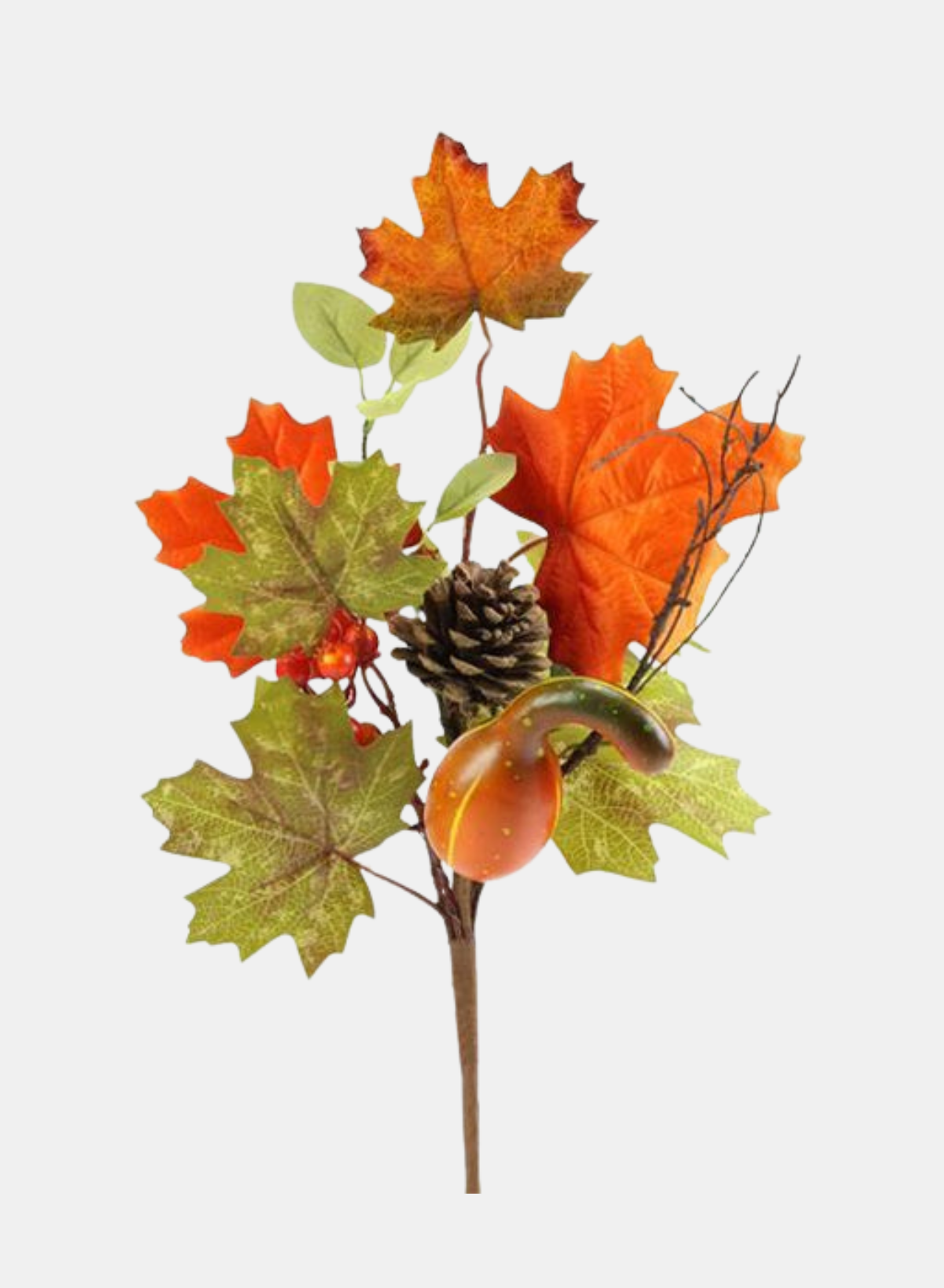 20"L ORANGE/GREEN/YELLOW/BROWN MAPLE LEAF/PUMPKIN SPRAY