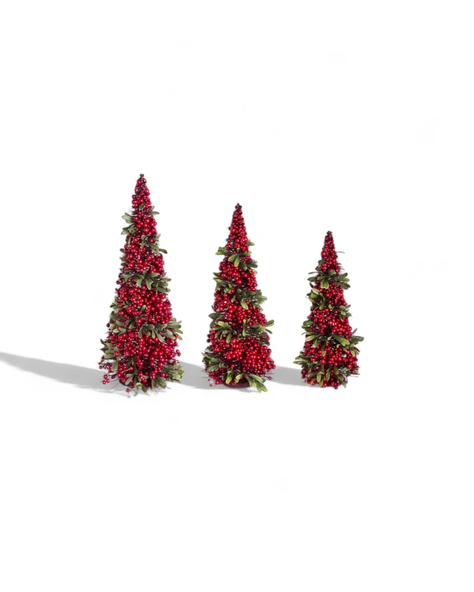 Set of 3 Mistletoe and Berry Cone Trees