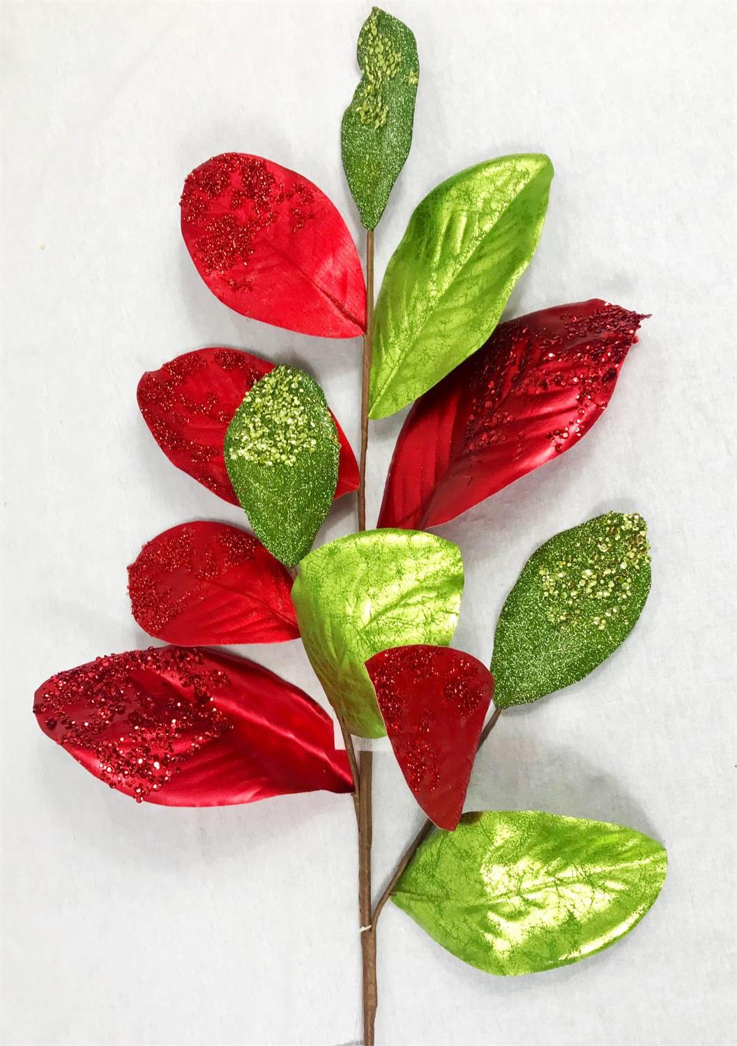 37"L MAGNOLIA LEAF SPRAY RED/LIME GREEN