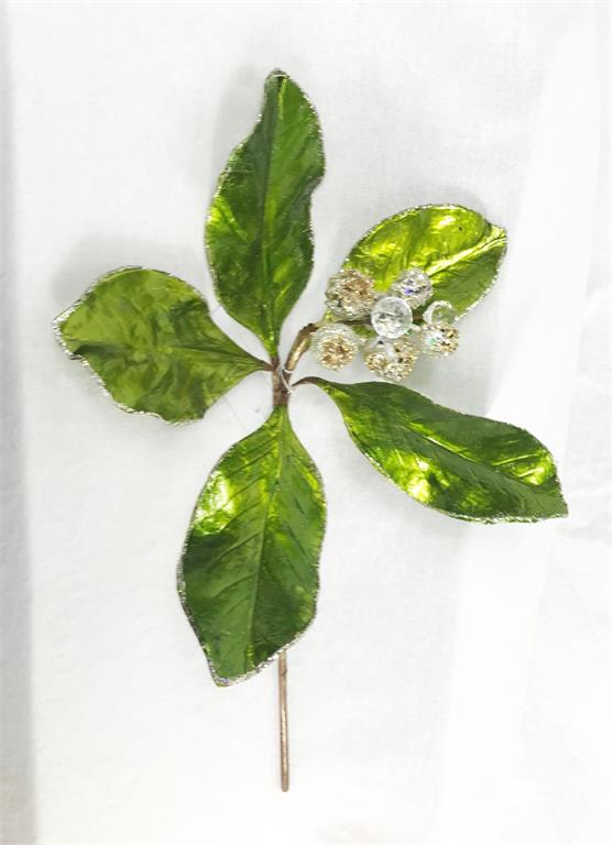 20"SHINY MAGNOLIA LEAF/BERRY SPRAY GREEN/CHAMPAGNE