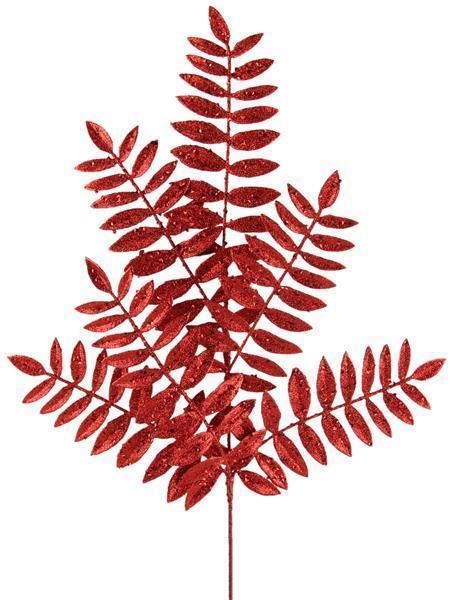 23"L MOUNTAIN LAUREL LEAF SPRAY RED GLITTER