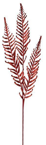 35"L GLITTERED FERN SPRAY RED