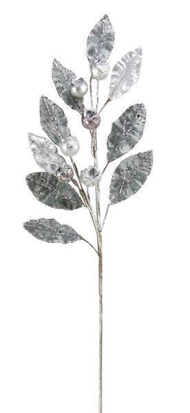 30" IRON AND SILVER MAGNOLIA LEAF/POMEGRANATE SPRAY