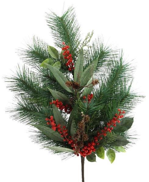 26"L PINE/BERRY/PINECONE SPRAY BLUE SPRUCE/RED/BROWN