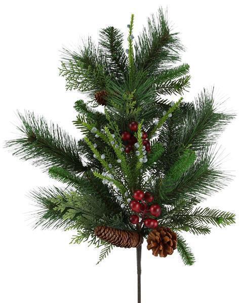 25" PINE/BERRIES/PINECONES SPRAY MIX GREEN