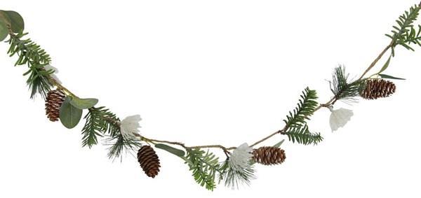 5'FERN/PINE/SNOWED DAISY GARLAND MULTI GREEN