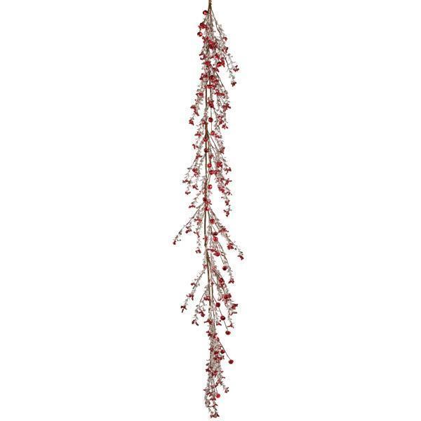 5'L JINGLE BELL GLITTER BERRY GARLAND CHAMPAGNE/RED