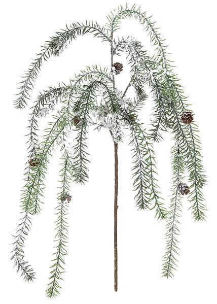 37" GREEN AND WHITE SNOWY LONG PINE/PINECONE SPRAY