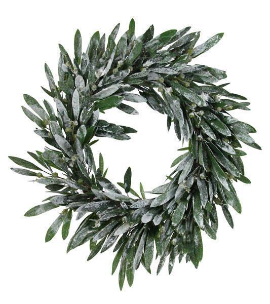 26"DIA LAUREL WREATH WITH SNOW GREEN/WHITE