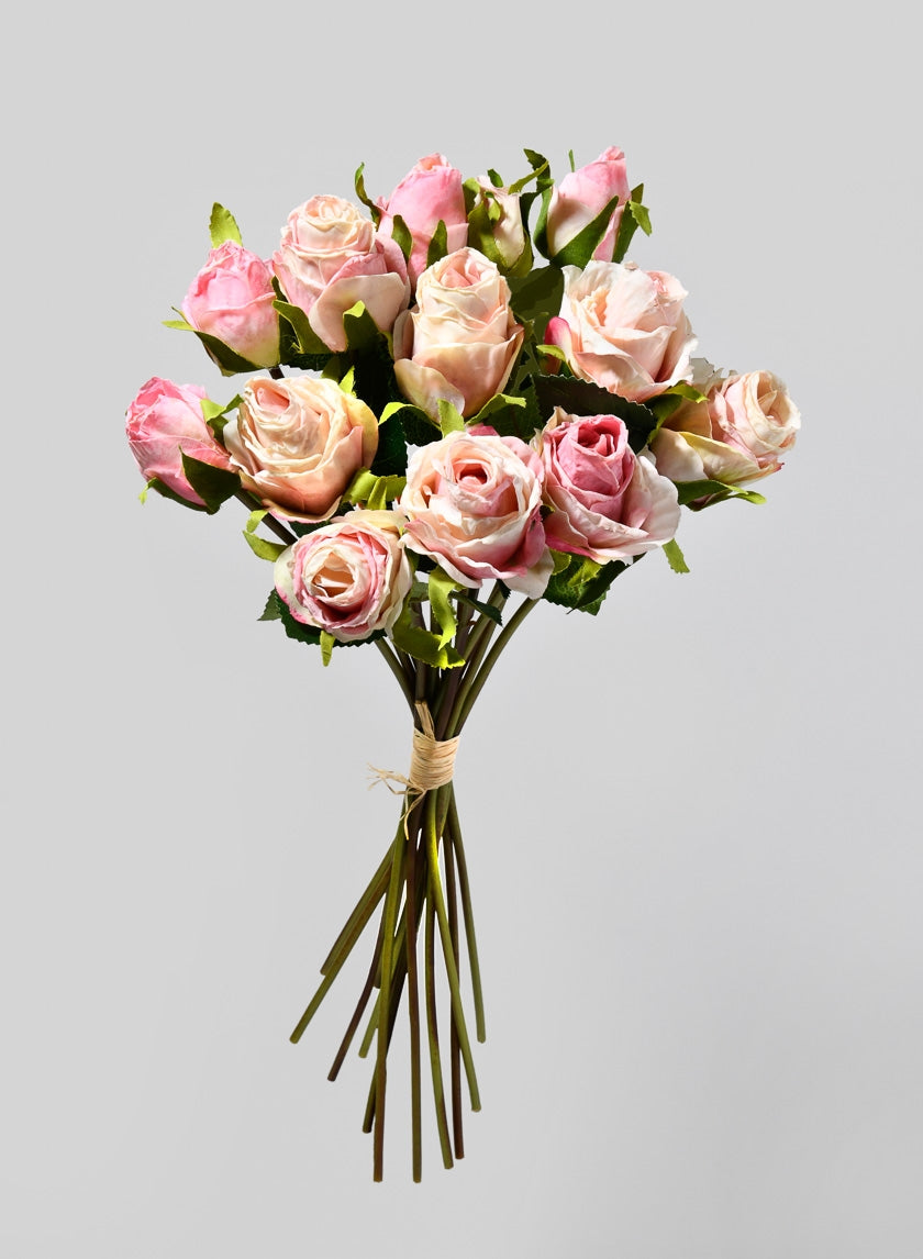 A Dozen Pink & Cream Roses Bouquet