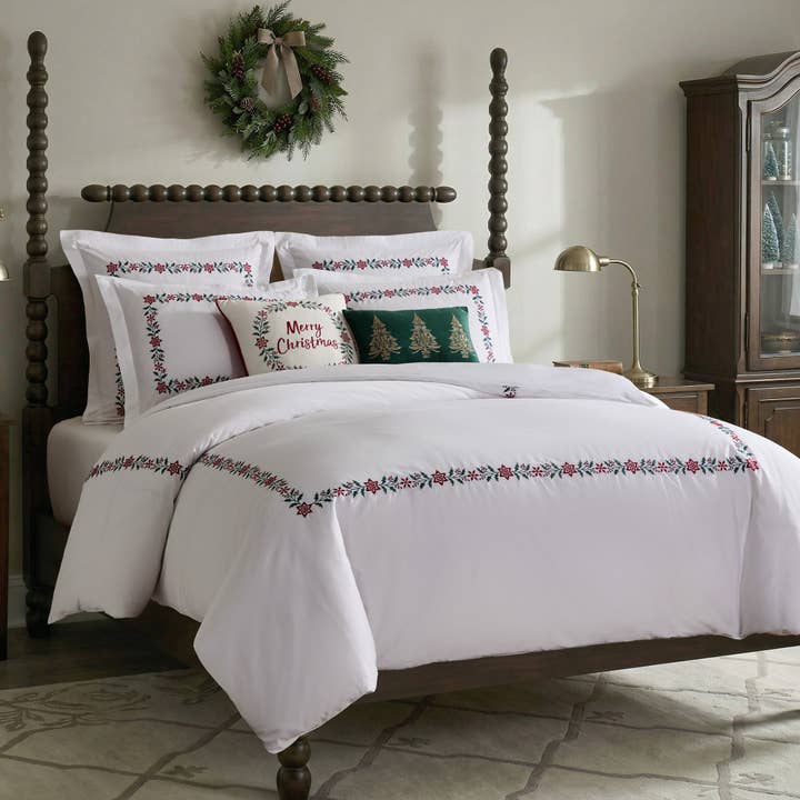 Holly &amp; Thistle Embroidered Metalic Trees Pillow 12x18