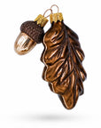 Oak Leaf and Acorn Glass Christmas Ornament