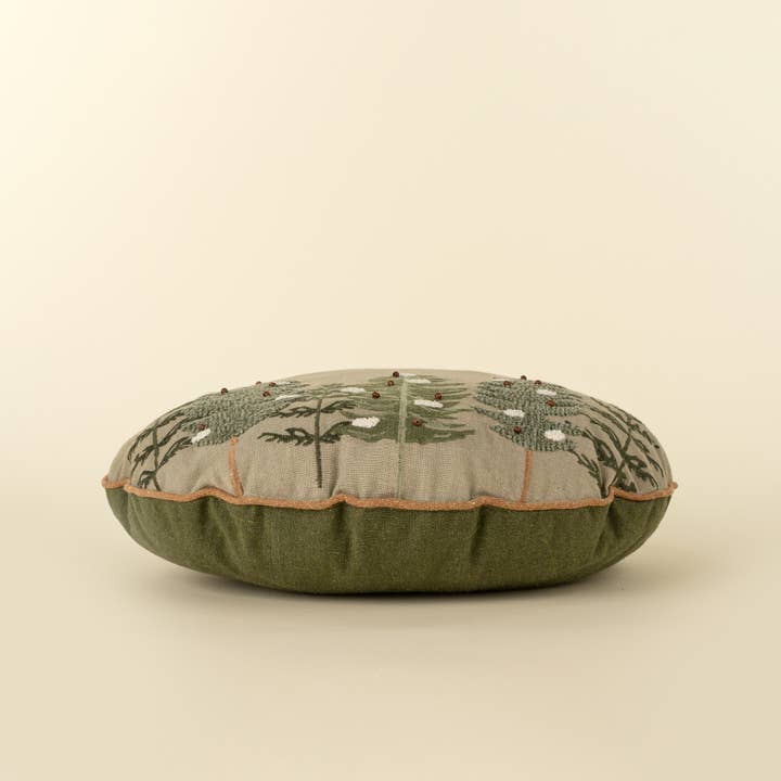 Alpine Trees Round Pillow