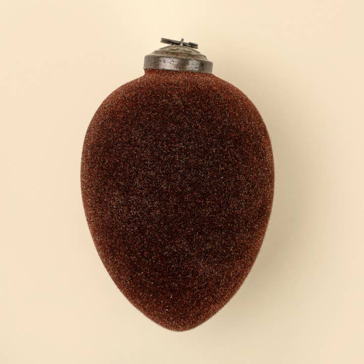 Velvet Egg Holiday Ornament, Burgundy Brown