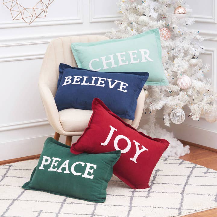 Christmas Peace Green Throw Pillow
