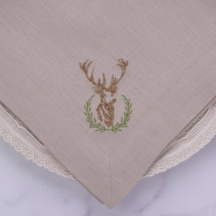 Laurel Wreath Stag Large Napkin