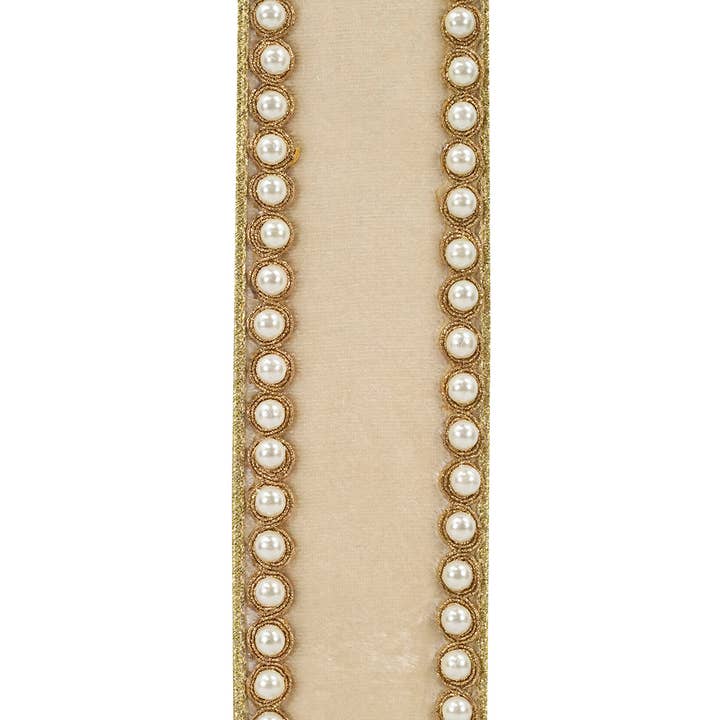 Pearl Plush Velvet Deluxe, Cream, 2-1/2 in, 5 Yards