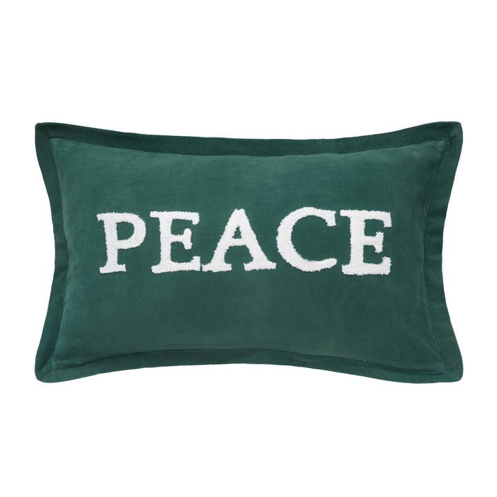 Christmas Peace Green Throw Pillow