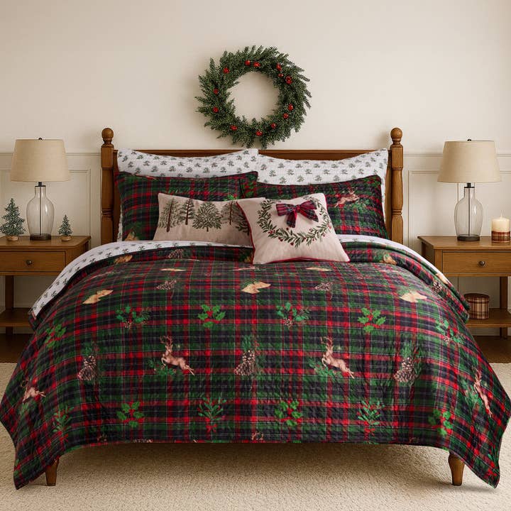 Merry Tartan Trees Pillow