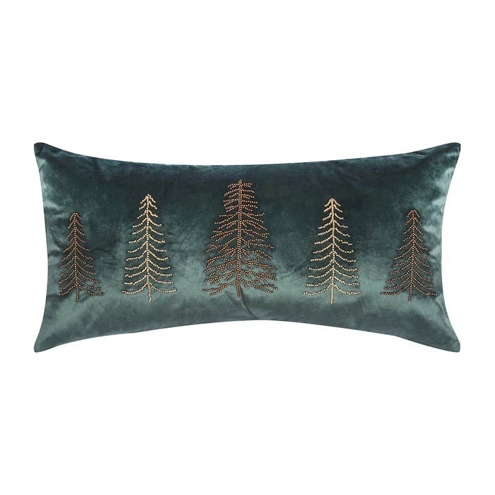 Christmas Tree Beaded Throw Pillow