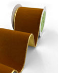 4" Chestnut Velvet Reversible Gold Wired Ribbon