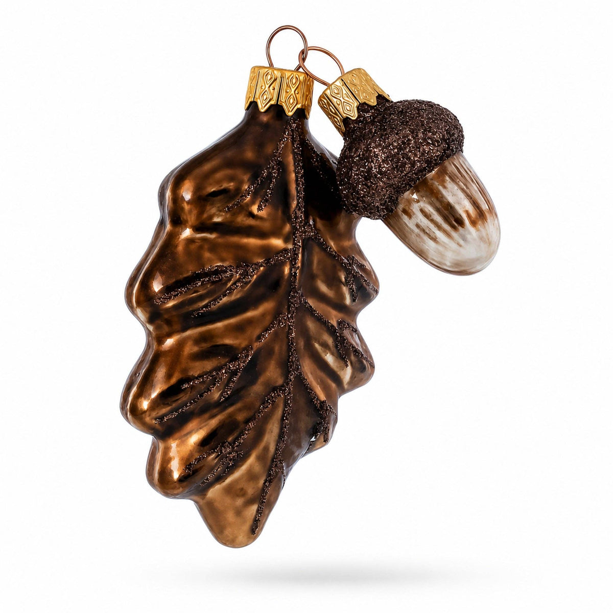 Oak Leaf and Acorn Glass Christmas Ornament