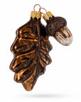 Oak Leaf and Acorn Glass Christmas Ornament