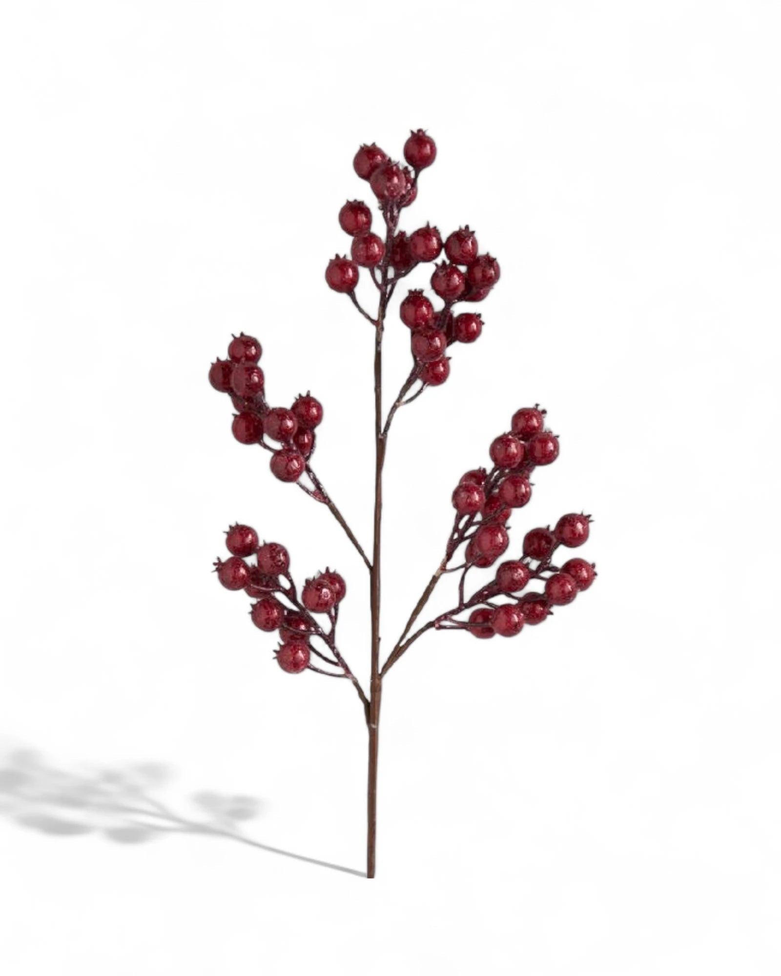 27 Inch Red Crackle Glitter Rosehip Stem