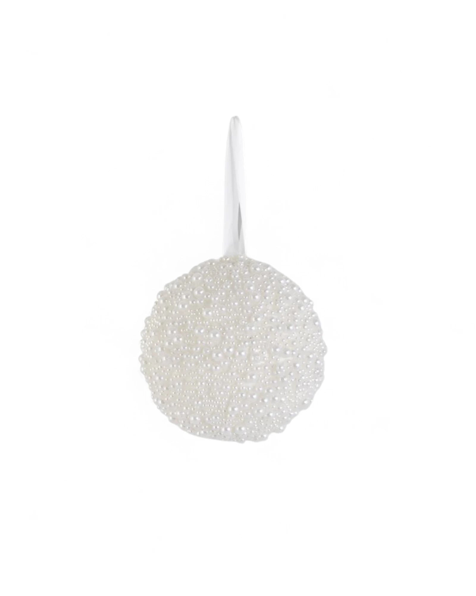 Round White Pearl Beaded Ornament -4.75/ 6 Inch