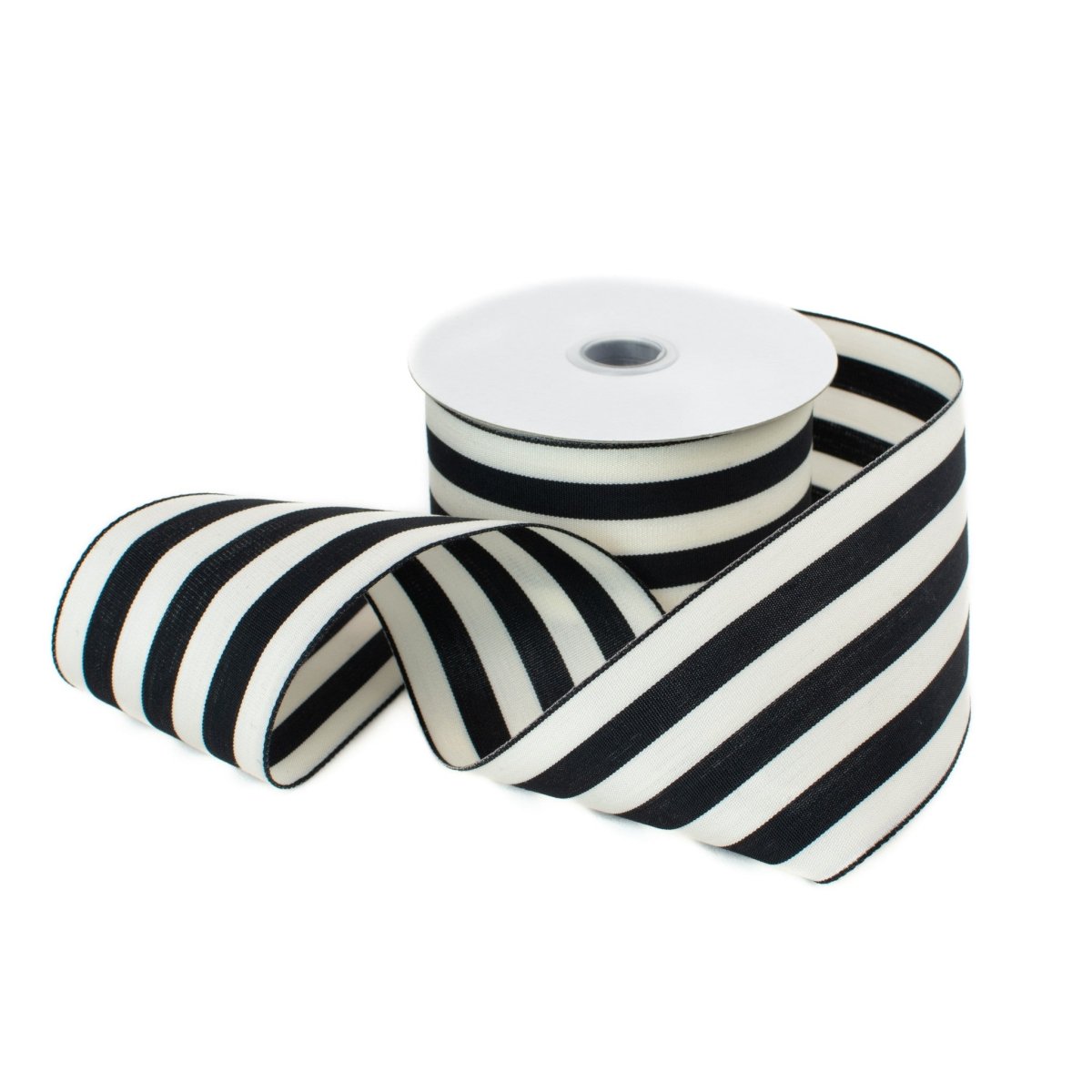 Ribbon - Woven Striped Black 2.5" X 10 Yards