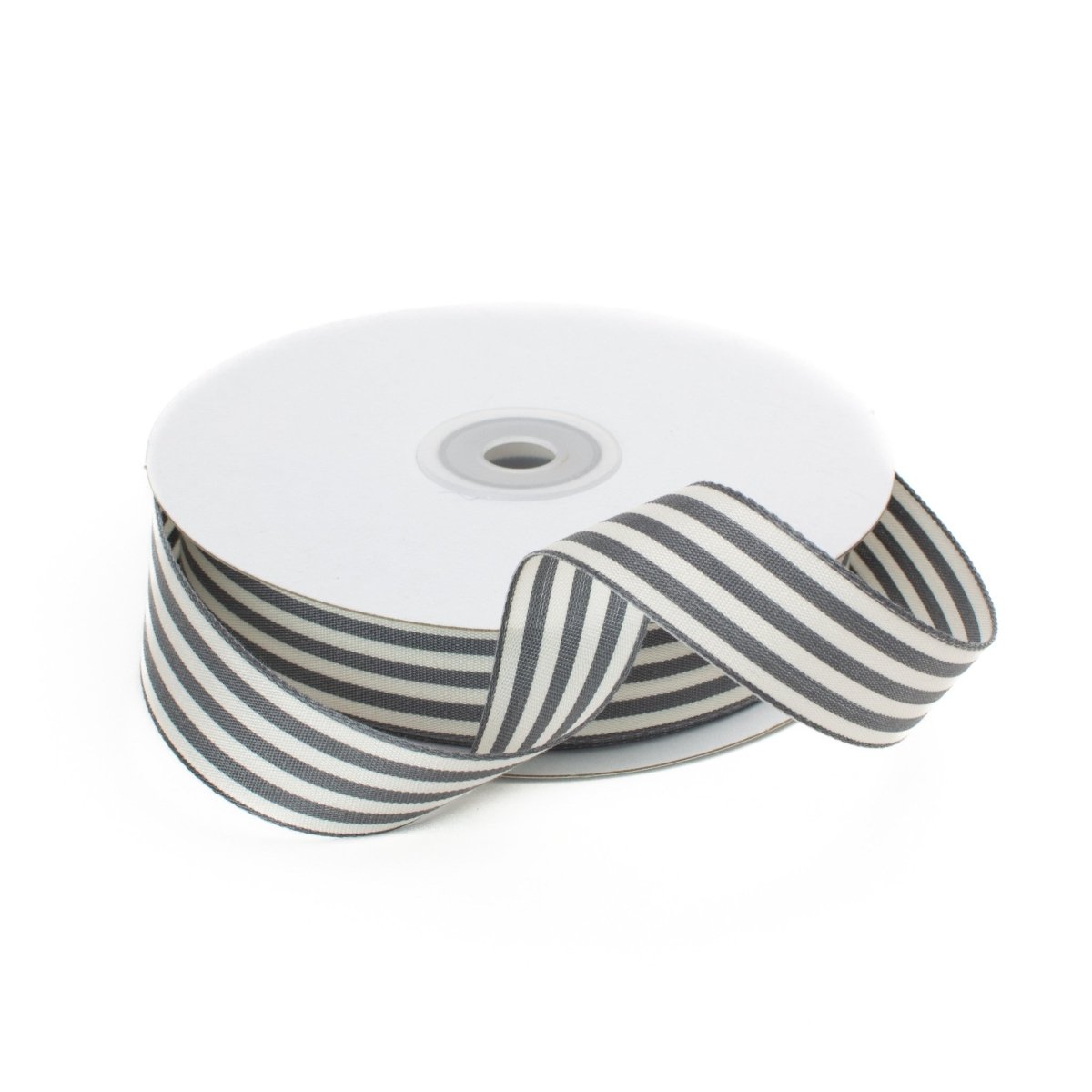 Ribbon - Woven Striped Grey 7/8" X 25 Yards